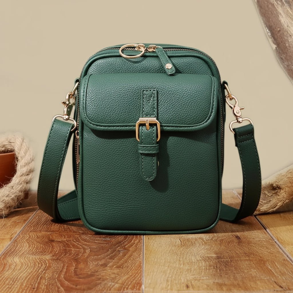 Durable Anti-Theft Crossbody Bag showcasing quality material & secure zipper details. Unisex daily travel bag.