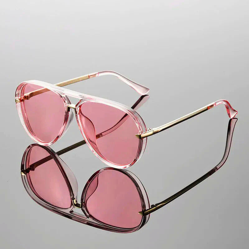 Metal frame aviator sunglasses, unisex design, showcasing a distinctive double bridge for a modern look.