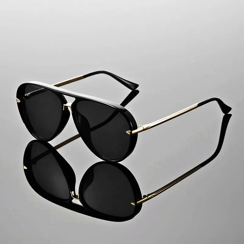 Stylish unisex aviator sunglasses with double bridge, offering eye protection for everyday casual wear.