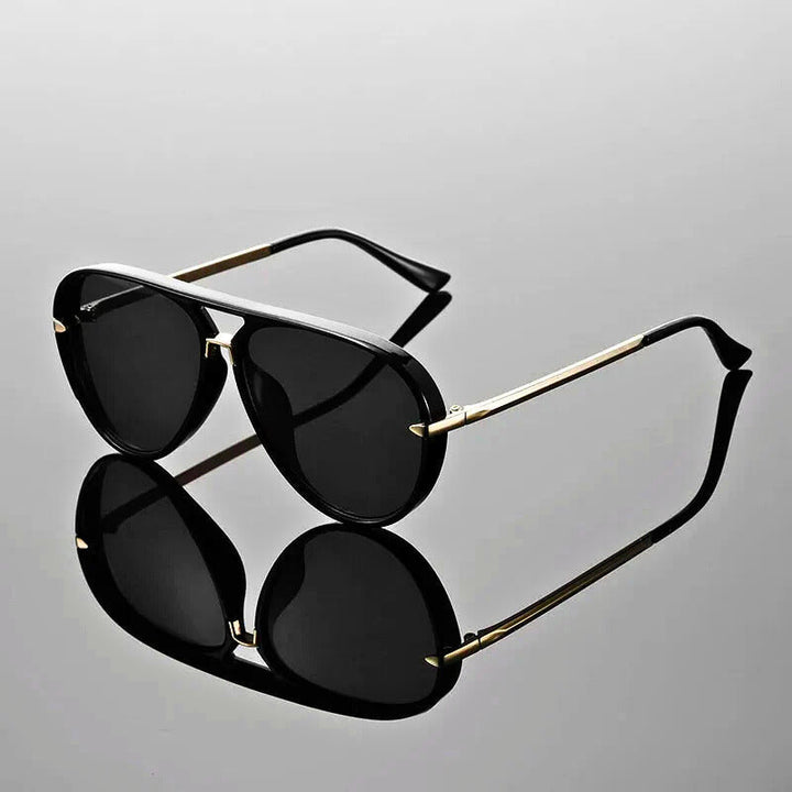 Stylish unisex aviator sunglasses with double bridge, offering eye protection for everyday casual wear.