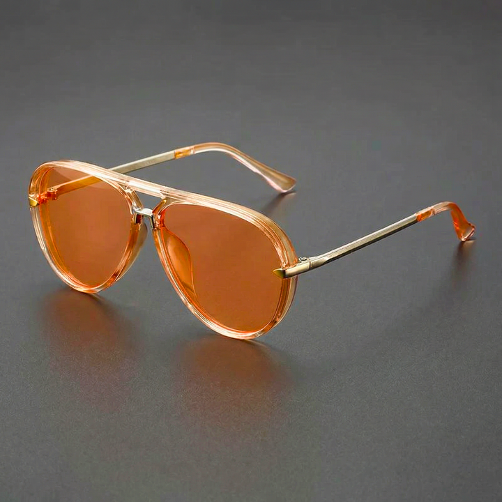 Classic aviator sunglasses, unisex, with a contemporary double bridge and durable metal frame.