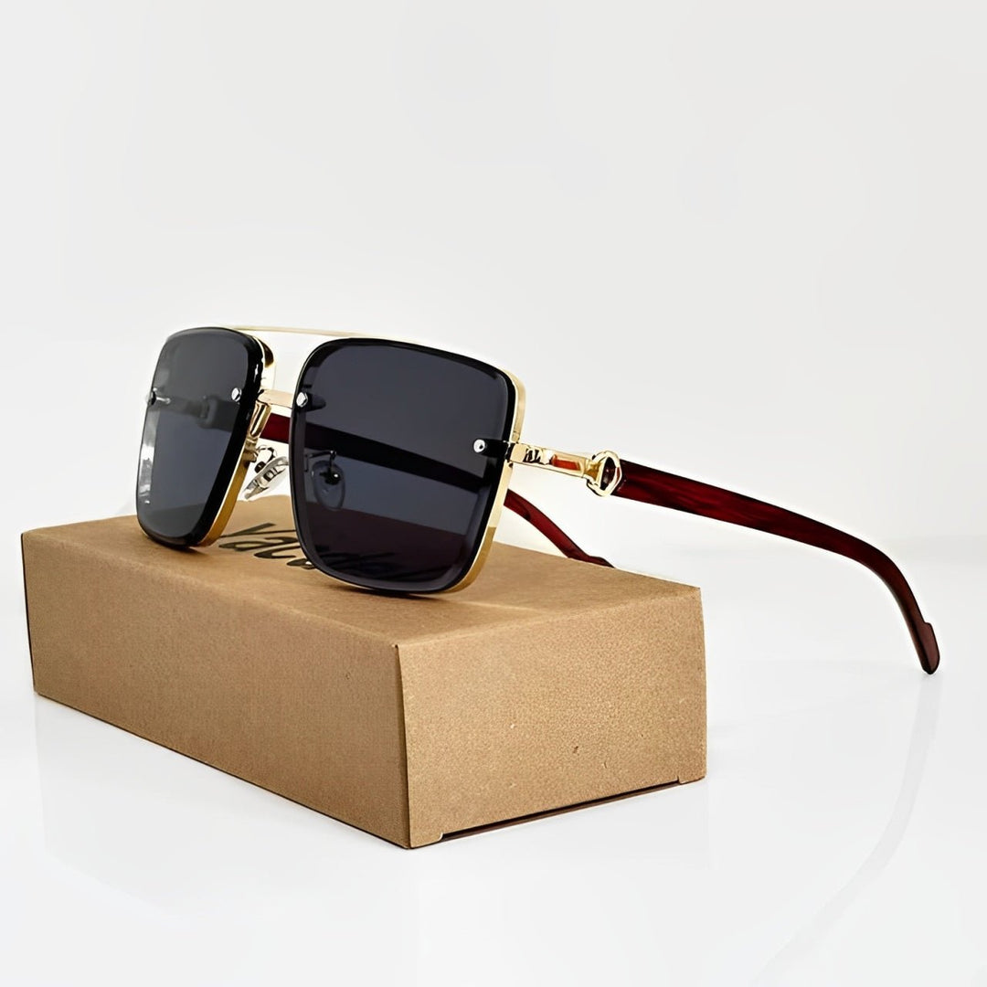 Side view of lightweight aviator sunglasses with gradient lenses, showing comfortable adjustable nose pads & UV400.