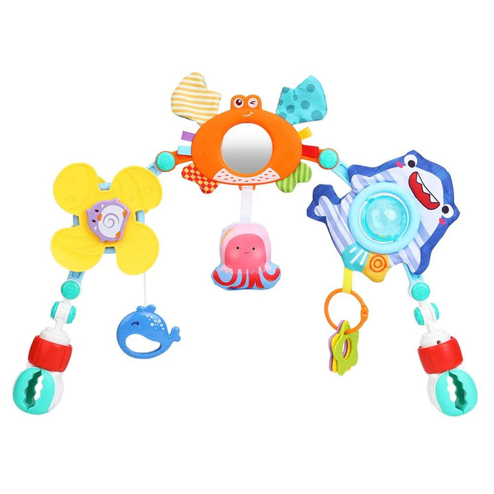 Unisex baby musical rattle stroller toy for infants 0-12 months, attaching to car seats & play arches.