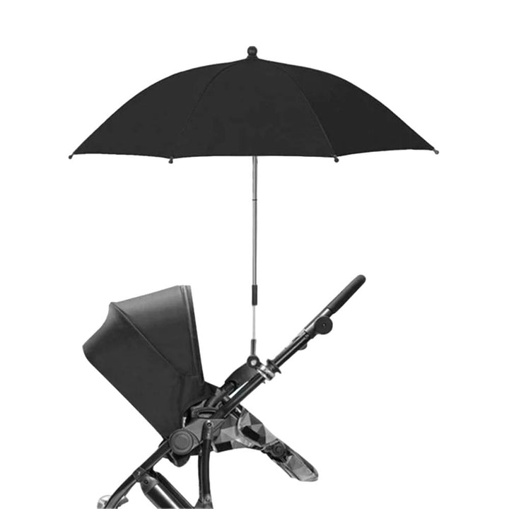 Unisex baby stroller umbrella with clamp, offering sun shade & rain protection for infants. UV protection.