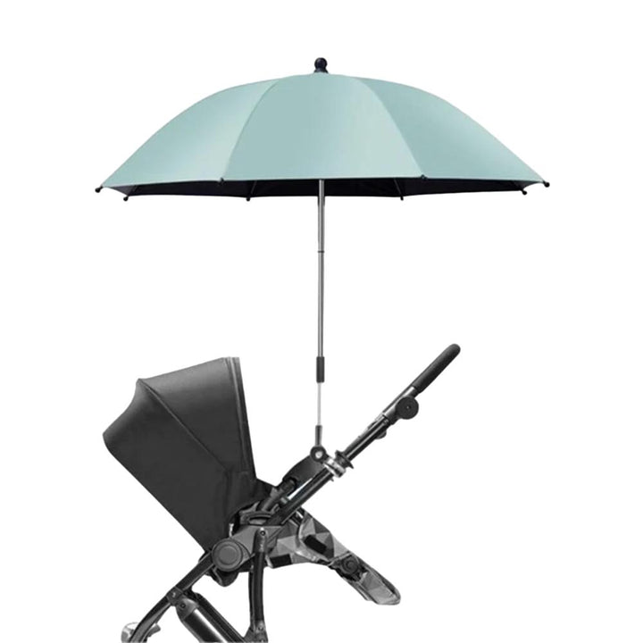 Outdoor baby gear: stroller umbrella with UV protection, providing safe sun shade & rain cover for babies.