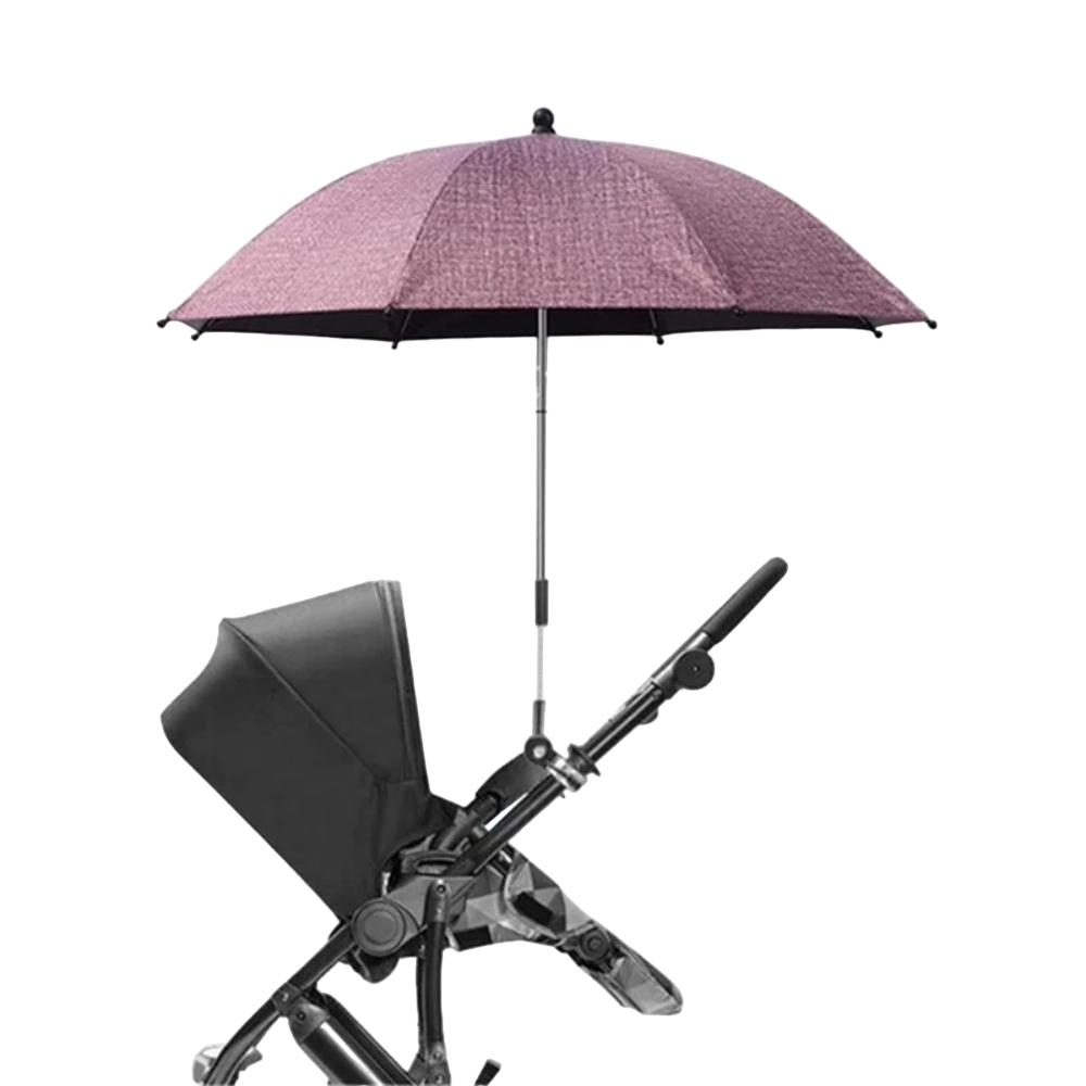 All-weather baby stroller umbrella offering ultimate sun shade & rain cover for baby's comfort. Universal fit.
