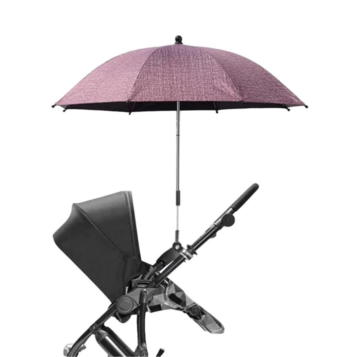 All-weather baby stroller umbrella offering ultimate sun shade & rain cover for baby's comfort. Universal fit.