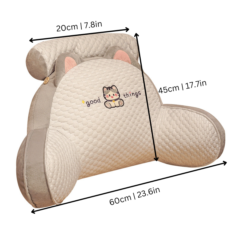 Ergonomic back support pillow with a soft, washable cover, perfect for lumbar comfort & home decor.