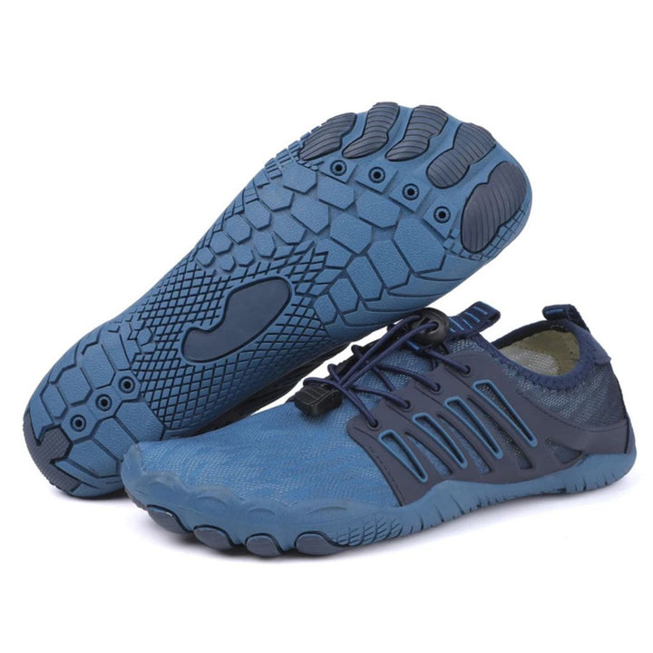 White unisex barefoot shoes for natural foot health. Lightweight, minimalist design for active movement & comfort.