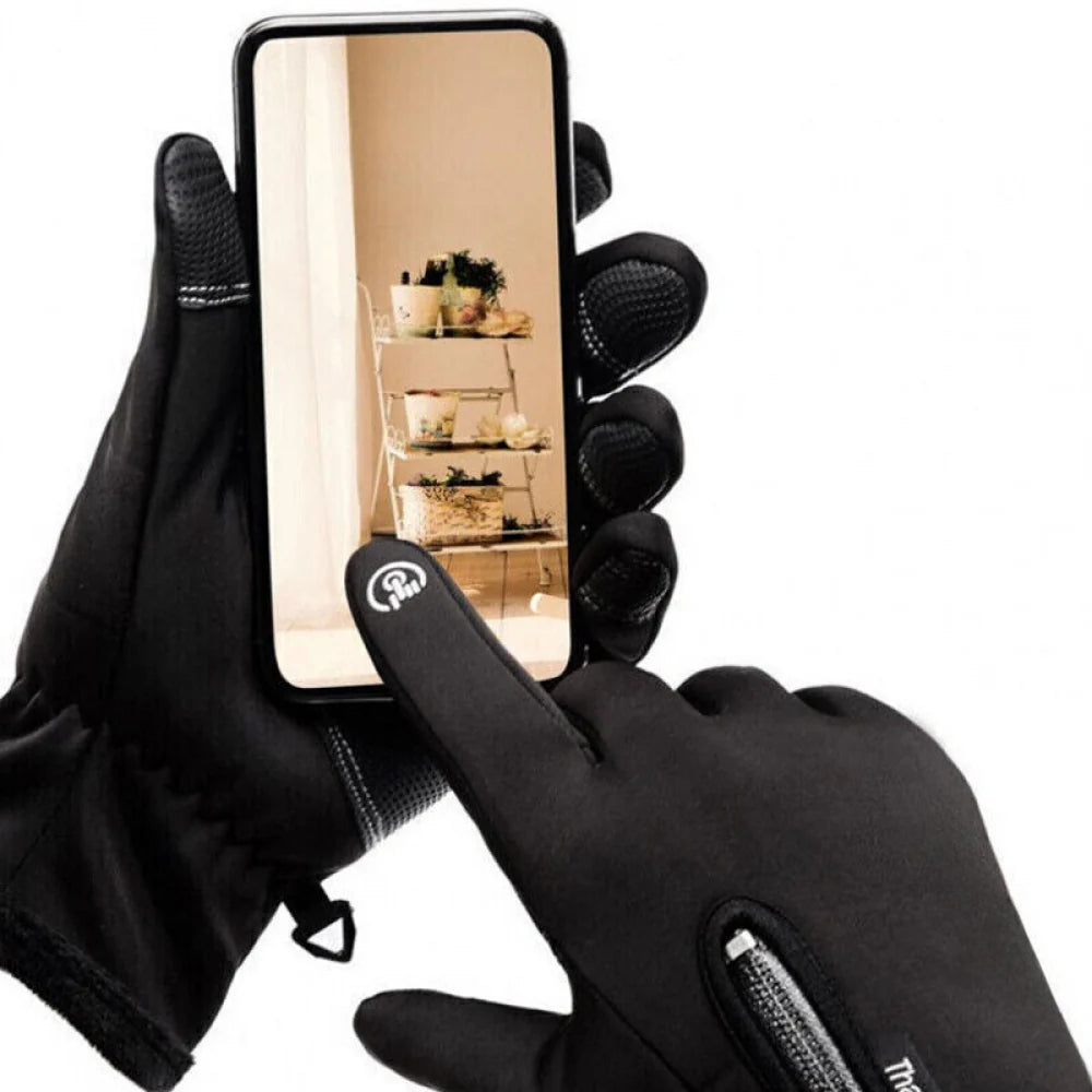 Waterproof thermal electric heated gloves for winter. Unisex design with touchscreen compatibility for outdoor use.