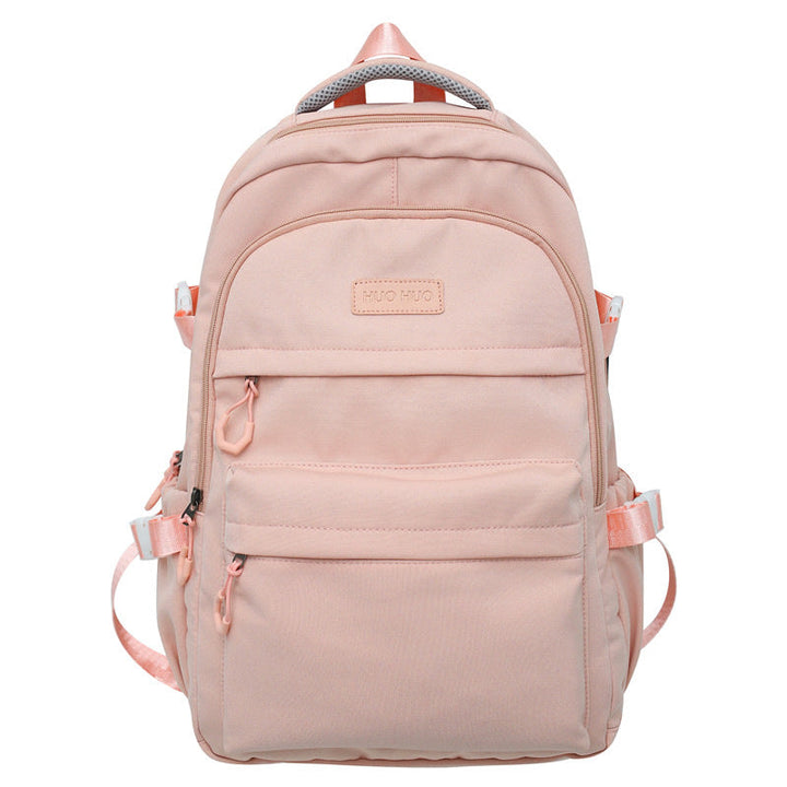 Pink functional everyday backpack with ample storage, perfect for school, college, or daily essentials. Unisex design.