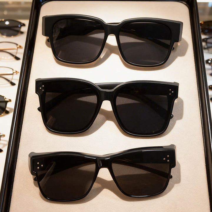 Stylish geometric sunglasses with polarized lenses for superior UV protection. Modern unisex eyewear.