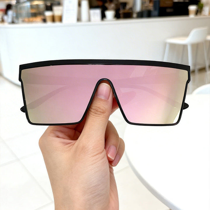 Unisex bold rectangle sunglasses offering modern style and UV protection, a trendy fashion accessory.