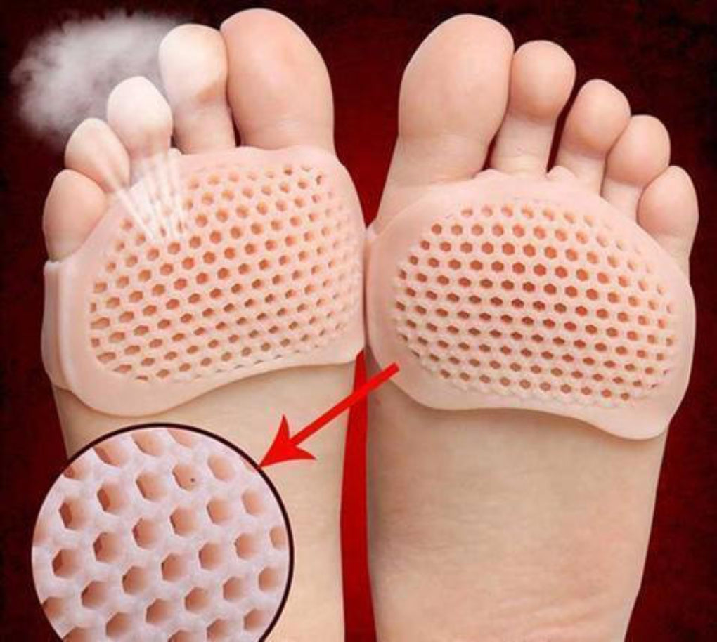 Unisex breathable gel metatarsal pads (set of 2) for forefoot pain relief, walking comfort, & active lifestyle.