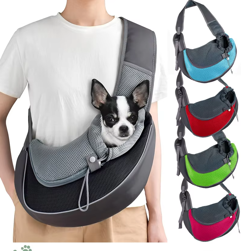 Secure & comfortable pet travel bag. Breathable shoulder carrier for small dogs & cats. Hands-free.