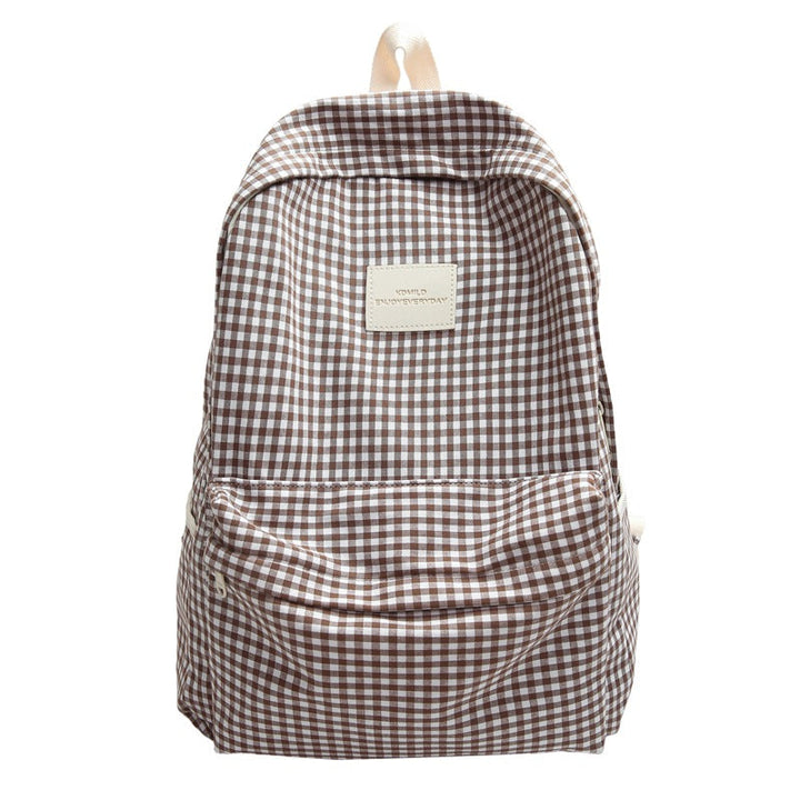 Durable canvas checked print daypack, a versatile unisex casual bag suitable for school, work, and everyday essentials.