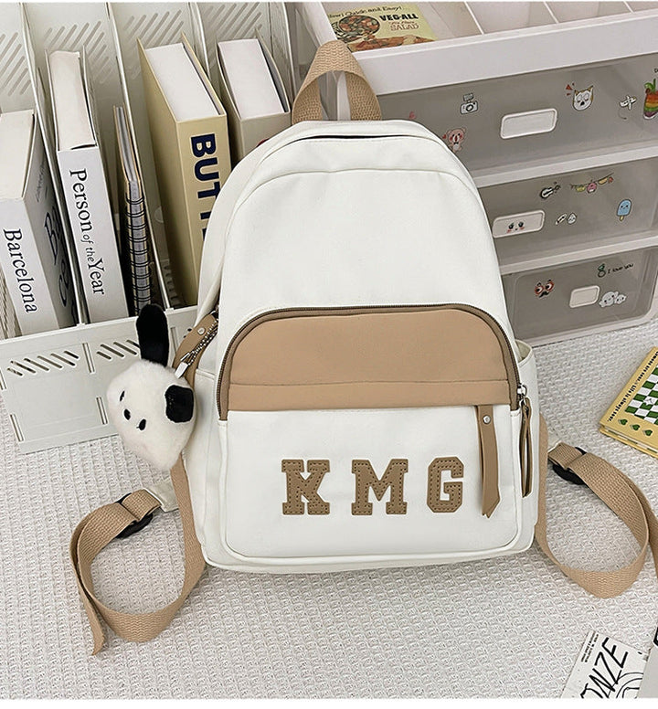 Versatile unisex letter print backpack, spacious for daily essentials, durable for travel and casual wear.