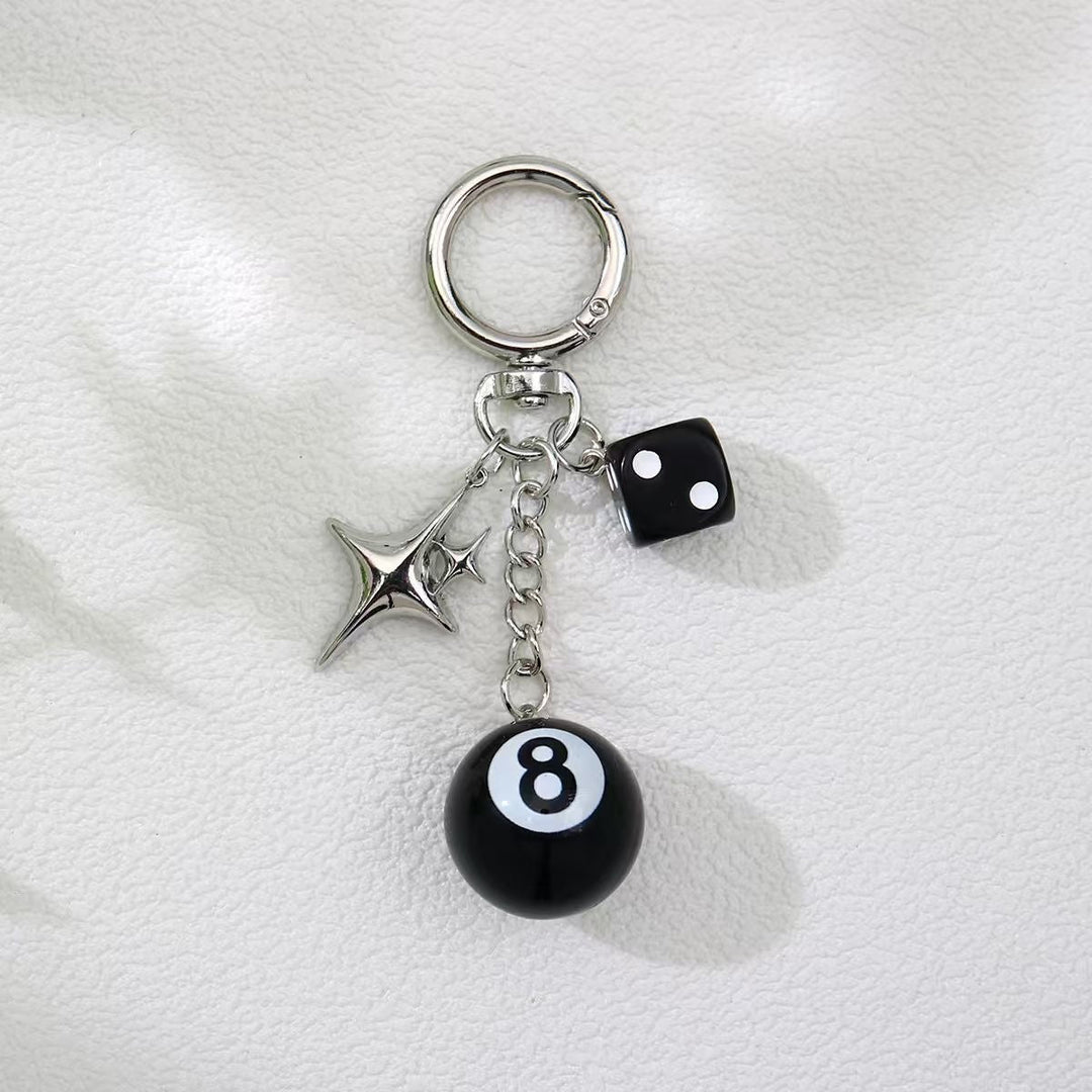 Chic unisex keychain pendant, metal bag charm & key holder, fashionable accessory.