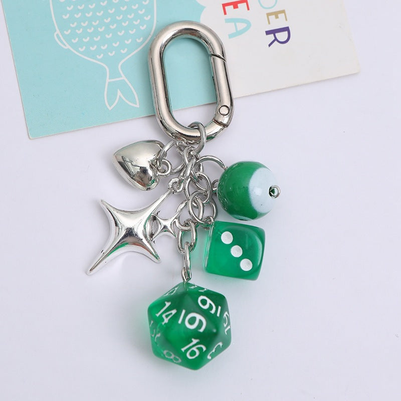 Fashionable unisex metal keychain, elegant bag charm pendant for keys, gift idea.