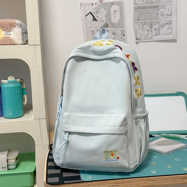 Durable unisex embroidered school backpack, ideal for students & daily casual use, featuring a classic design.