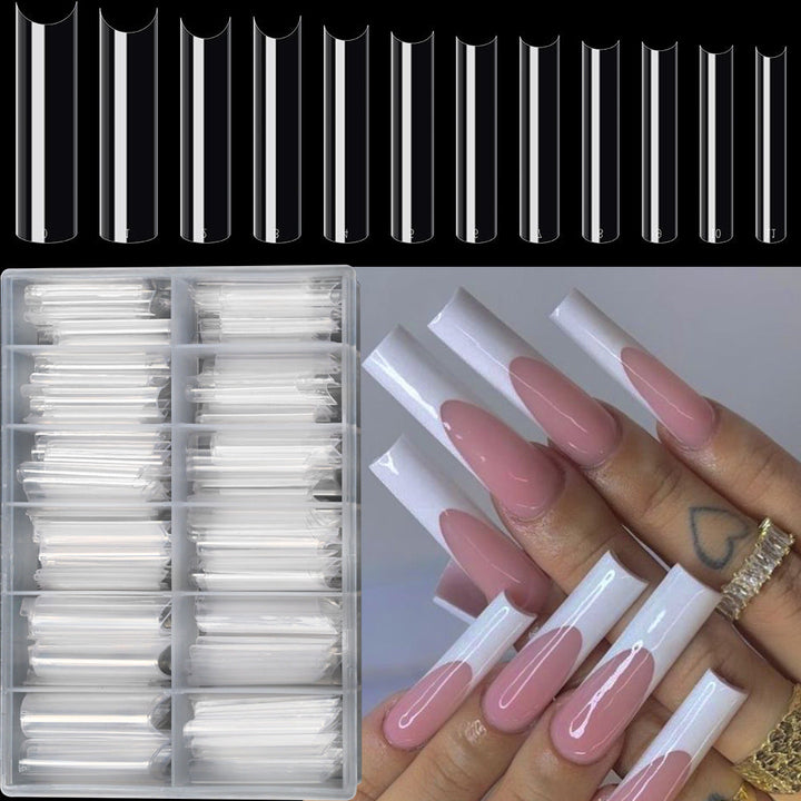 Unisex clear acrylic nail tips for professional manicures & salon quality nail extensions. Ideal for DIY nail art.