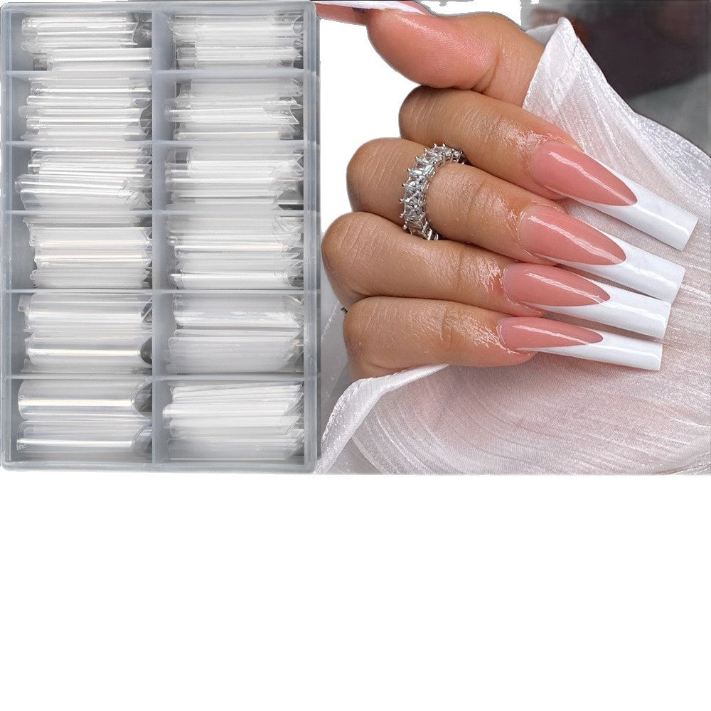 Unisex clear nail tips, perfect for professional acrylic manicures & creative nail art extensions. Salon-quality beauty.