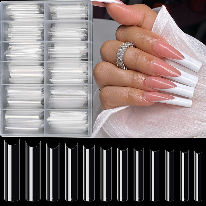 Durable clear acrylic false nail tips for professional manicures. Ideal for DIY nail art & salon-quality extensions.