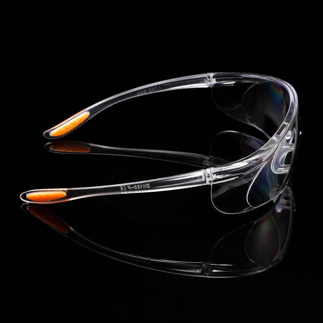 Unisex clear lens sports safety glasses for eye protection, UV & impact resistant.