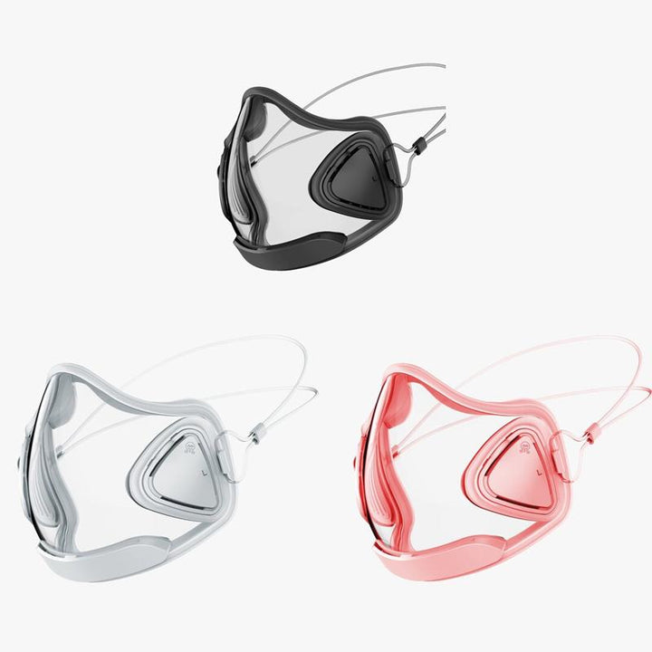 Unisex clear reusable face shield for full face protection against splashes & droplets.