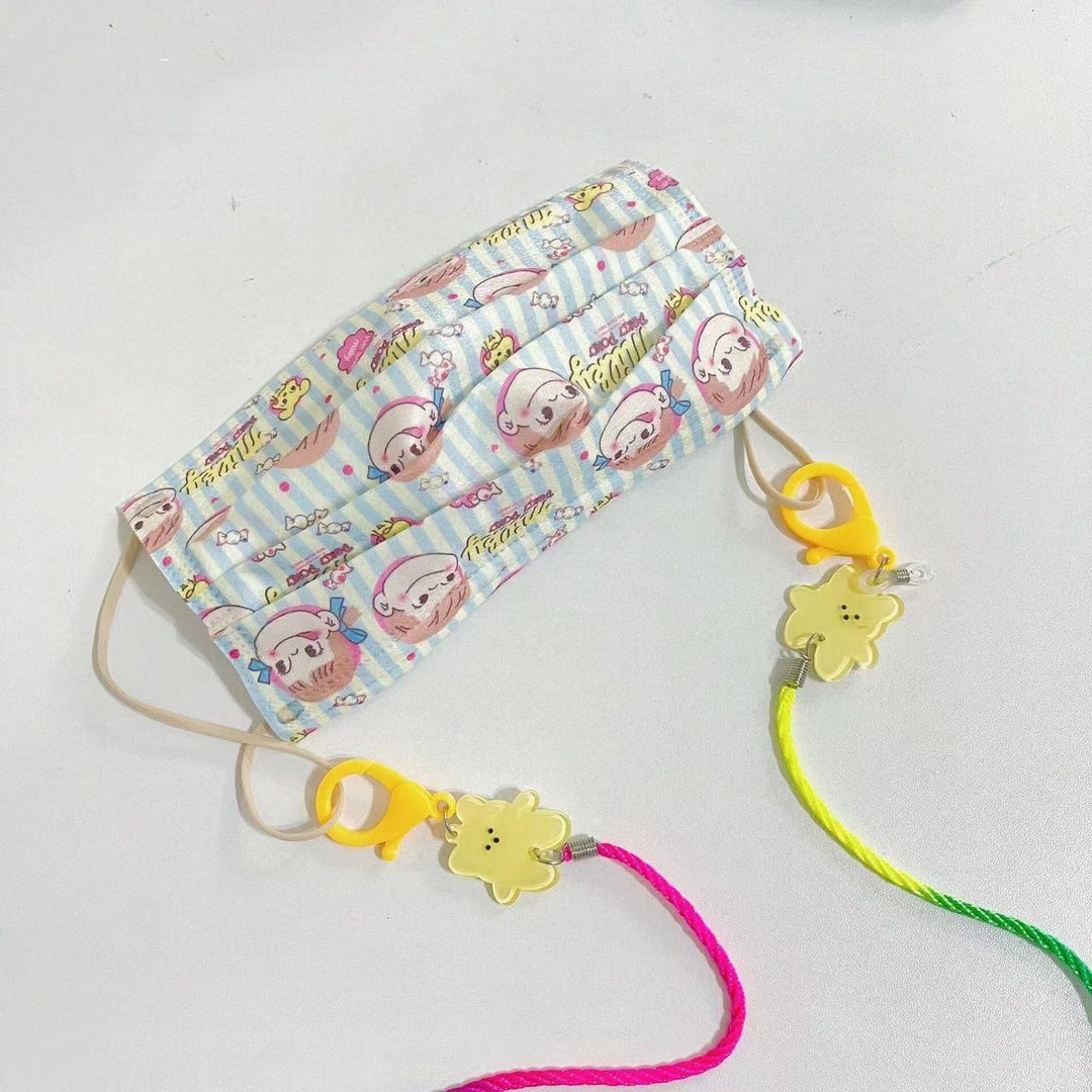 Playful colorful mask lanyard for kids, a fun and secure face mask holder with cute charms.