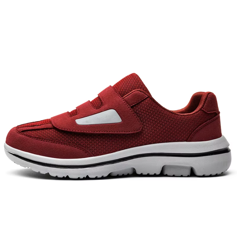 Unisex black comfort shoes for diabetics, offering a spacious and adjustable fit for swollen feet.