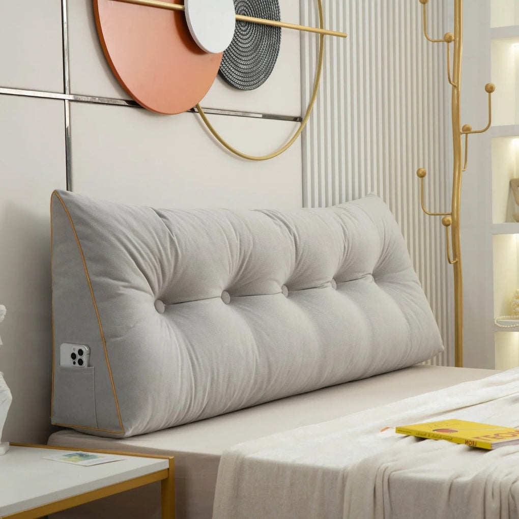 Ergonomic wedge pillow, perfect for comfortable reading & lounging in bed or on the sofa.