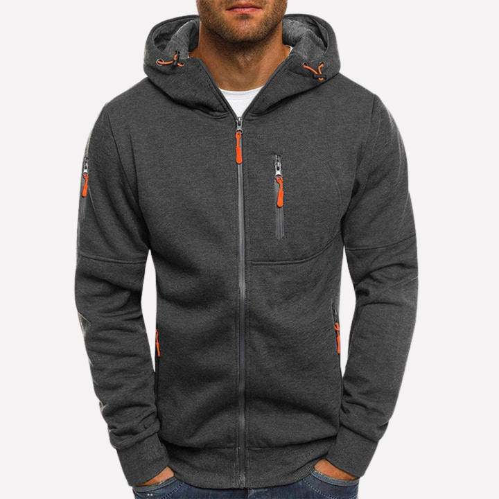 Unisex comfortable hooded sweatshirt jacket, perfect for casual wear and everyday style.