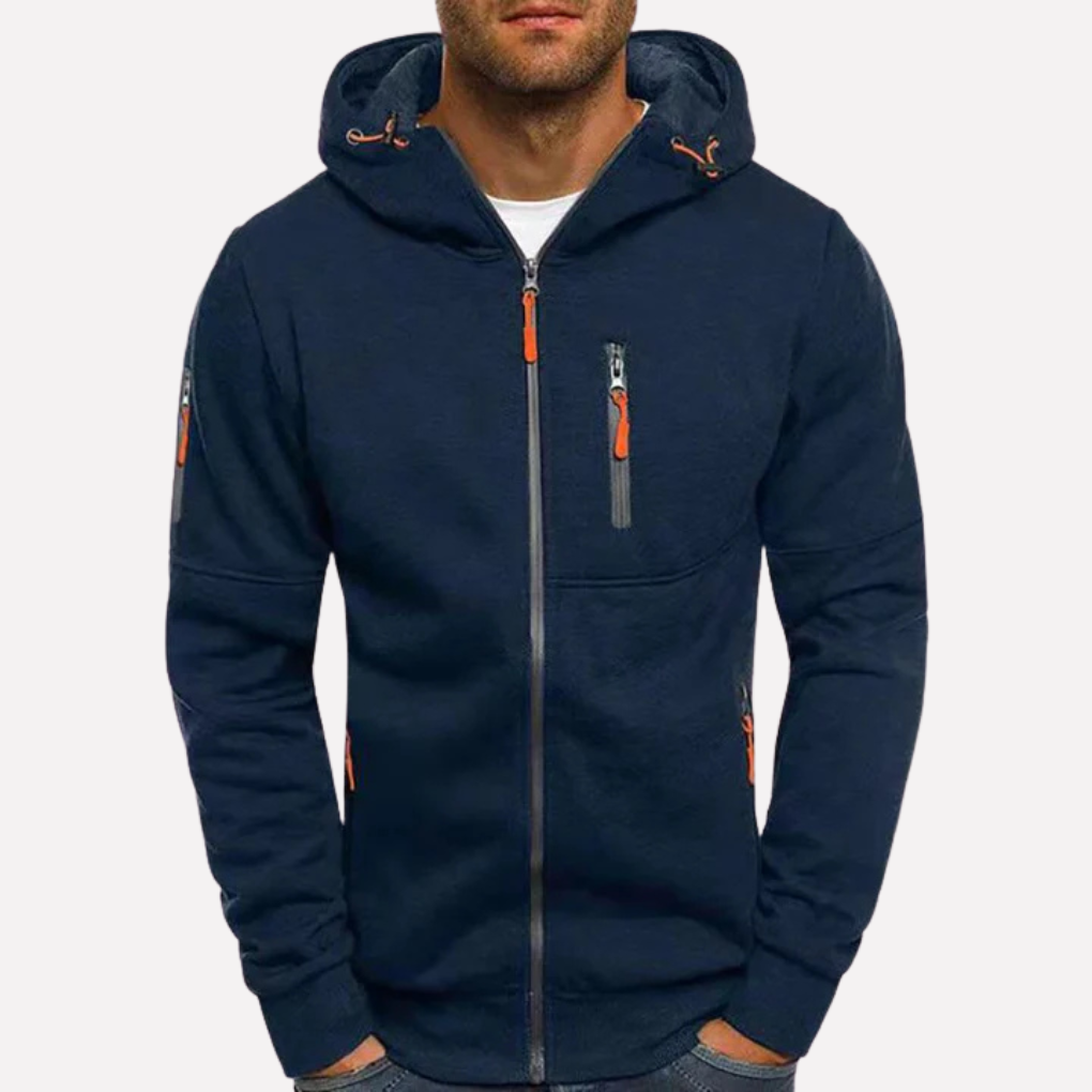 Versatile unisex hooded jacket, ideal for layering and comfortable fall & winter outfits.