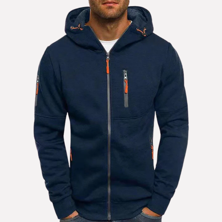 Versatile unisex hooded jacket, ideal for layering and comfortable fall & winter outfits.