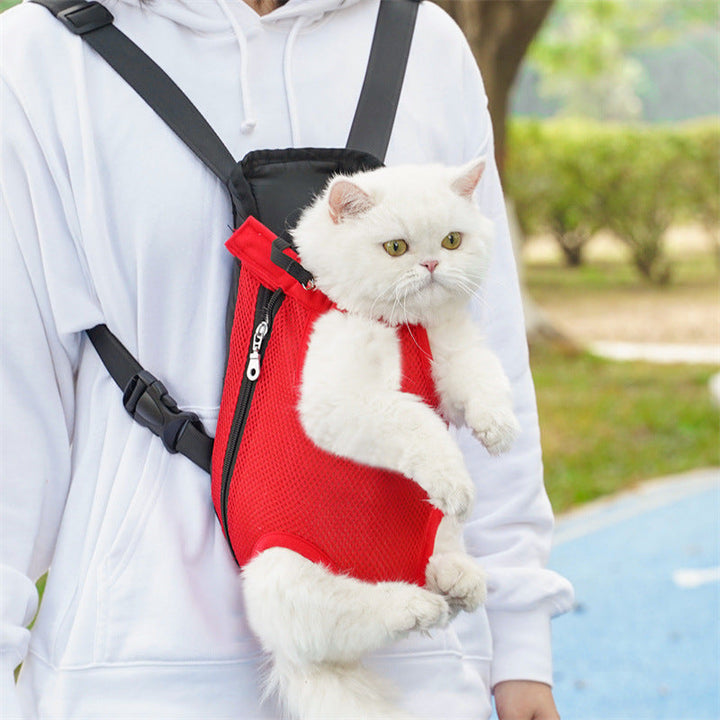 Portable pet travel bag for small dogs & cats. Comfortable, breathable carrier with adjustable shoulder strap.
