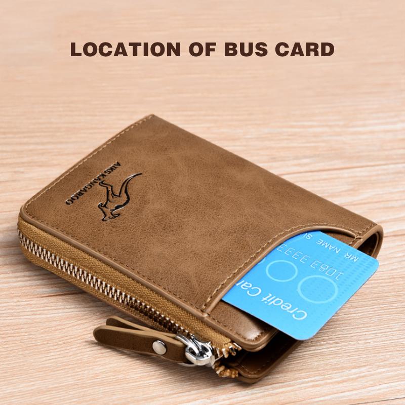 Stylish black compact RFID blocking leather wallet, ideal for secure card holding & everyday use.
