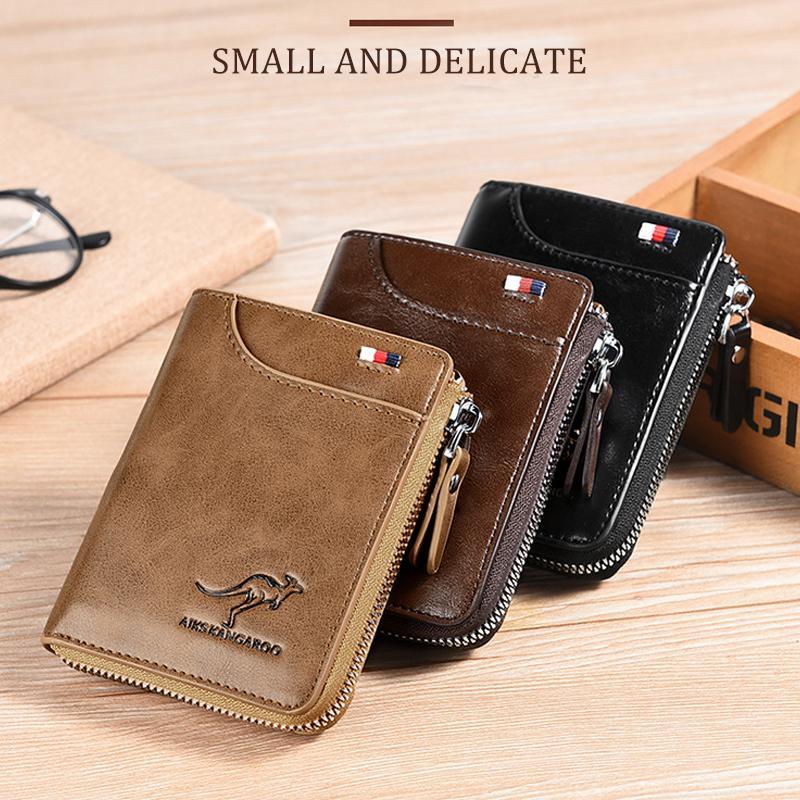 Interior view of the compact RFID blocking leather card holder, showing organized slots for secure cards.