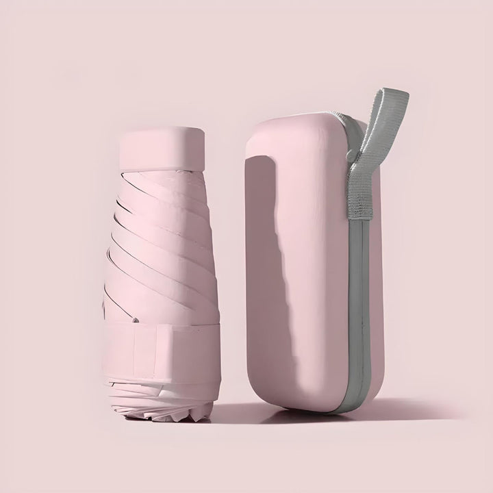 Portable rain gear: small, lightweight umbrella in a waterproof case, for easy carrying.