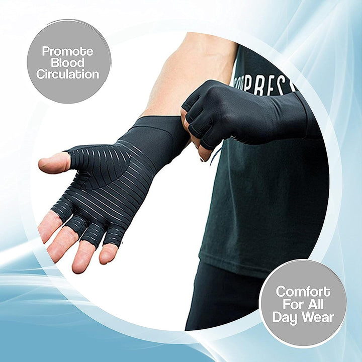 Daily comfort fingerless compression gloves, ideal for arthritis & joint support.