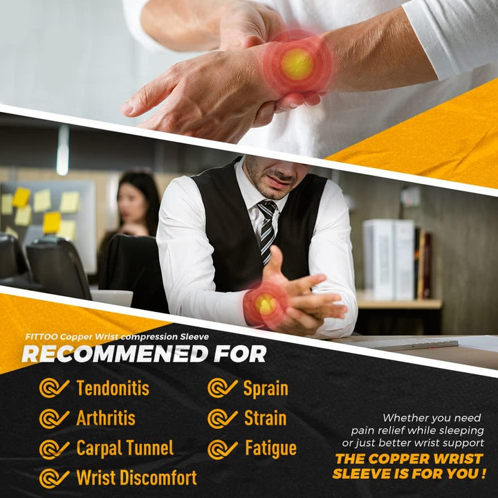 Unisex hand brace with copper infusion for carpal tunnel, arthritis pain relief & improved hand health.