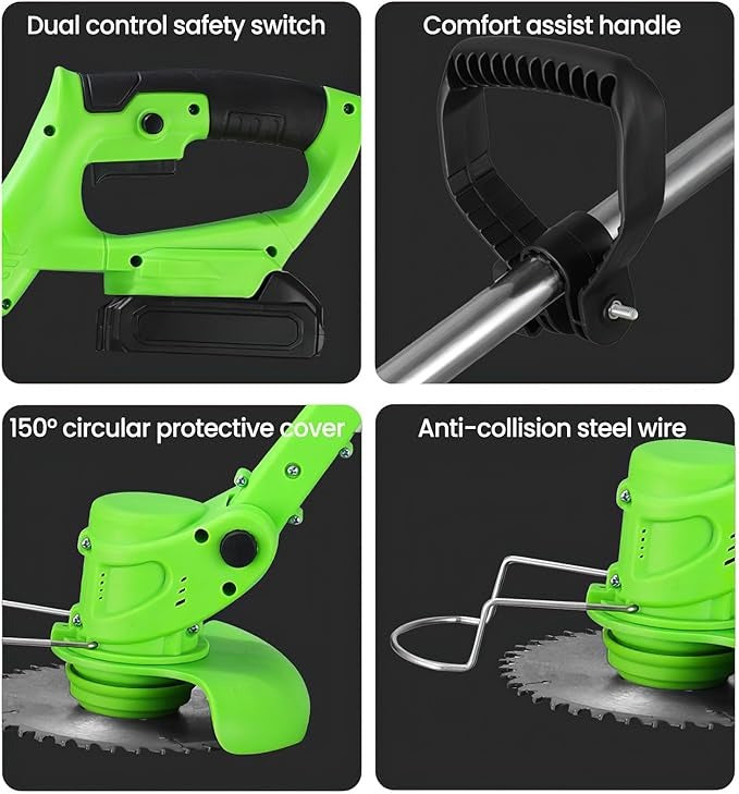 Powerful 24V cordless electric lawn trimmer, perfect garden tool for neat landscaping & weed trimming.