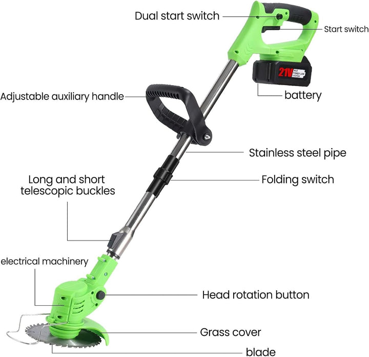 Ergonomic grip cordless weed wacker, 24V electric trimmer for comfortable & precise outdoor yard work.