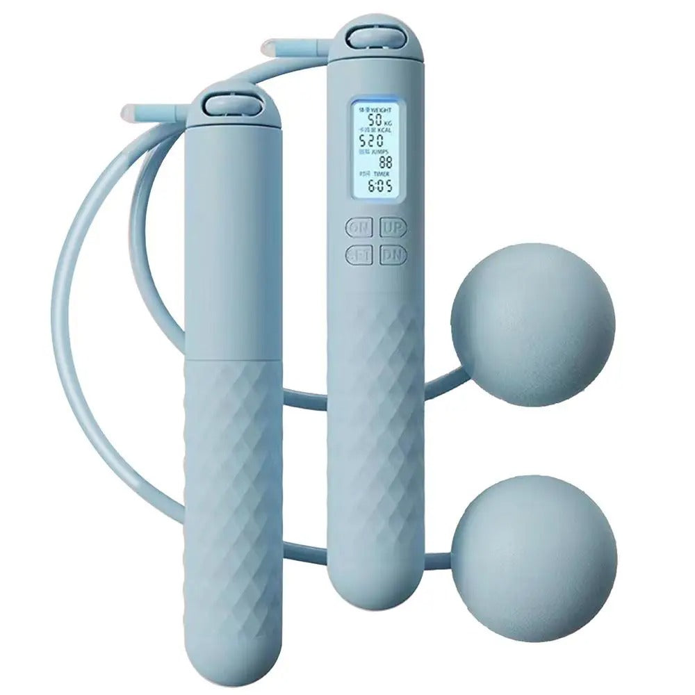 Compact cordless weighted jump rope, ideal for travel, portable fitness & home gym use.