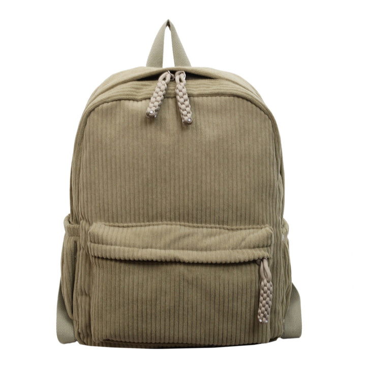 Unisex corduroy textured school backpack in a classic design, perfect for students.