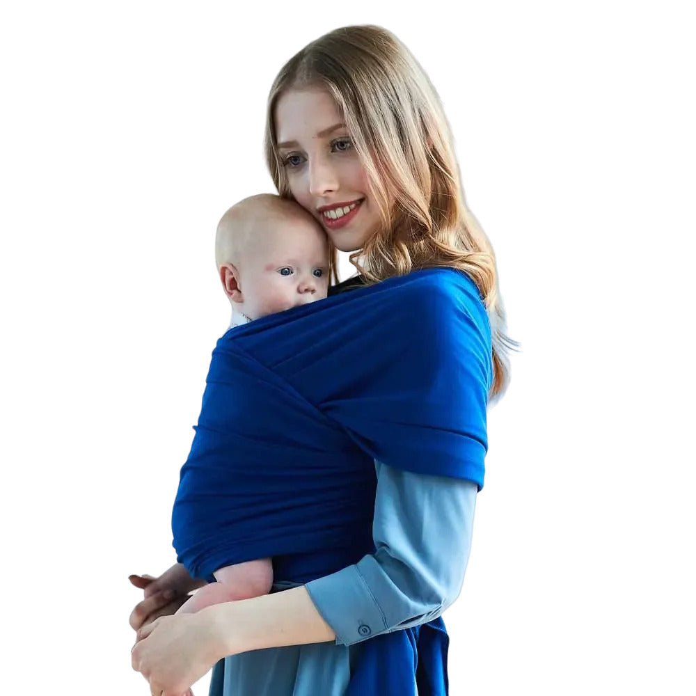 Close-up of the breathable 100% cotton fabric of a premium baby wrap carrier, ensuring soft comfort for baby and parent.