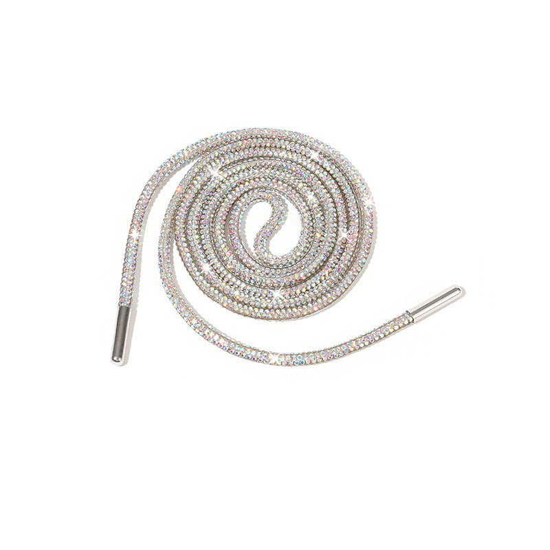 Sparkle fashion laces for shoes, featuring decorative crystals, ideal for personalizing sneakers and boots.