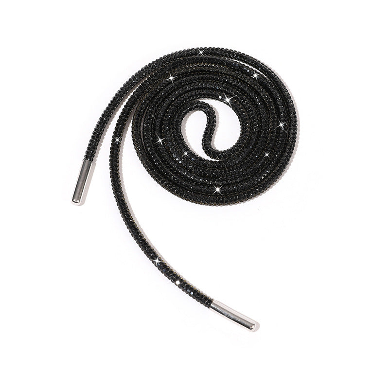 Glittering unisex shoe laces featuring embedded crystals, ideal for customizing boots, dress shoes, or sneakers.