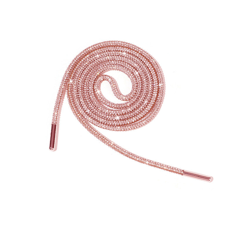 Elegant rhinestone boot laces, adding a brilliant sparkle and high-fashion detail to any pair of boots.