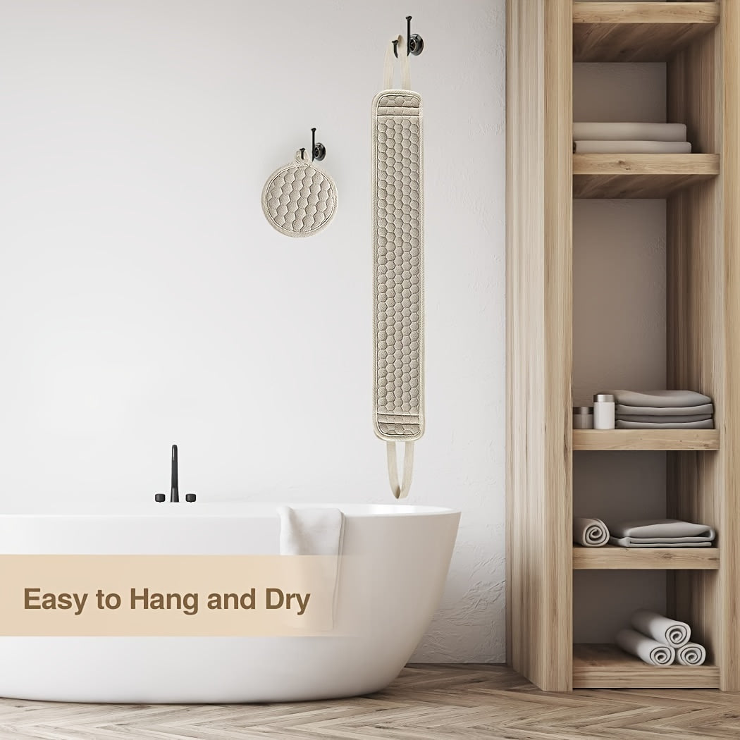 Deep cleansing back scrubber for unisex body care, offering invigorating exfoliation in shower or bath.